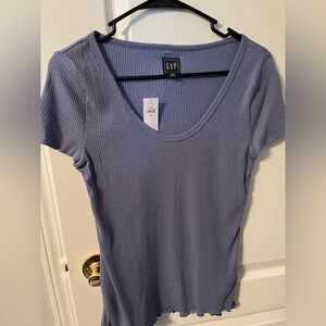 Blue, GAP ribbed top. Size M